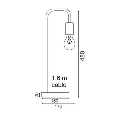 Table Light 1 Bulb Metal 12349-016