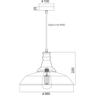Lighting Pendant 1 Bulb Metal 13802-051