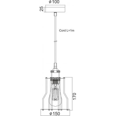 Lighting Pendant 1 Bulb Metal 12352-003