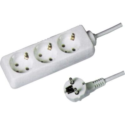 3 Outlet Multi Power Socket 3X1,5 1,5m White