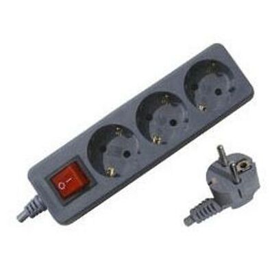 3 Outlet Multi Power Socket with Switch 3X1,5 1,5m Grey