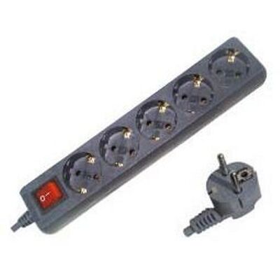 5 Outlet Multi Power Socket with Switch 3X1,5 1,5m Grey