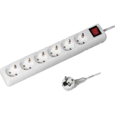 6 Outlet Multi Power Socket with Switch 3X1,5 1,5m White