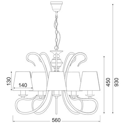 Lighting Pendant 5 Bulb Metal 13802-612