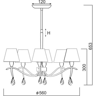 Lighting Pendant 6 Bulb Metal 13802-643