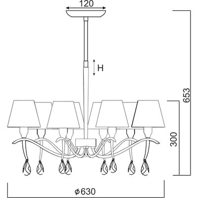 Lighting Pendant 8 Bulb Metal 13802-644