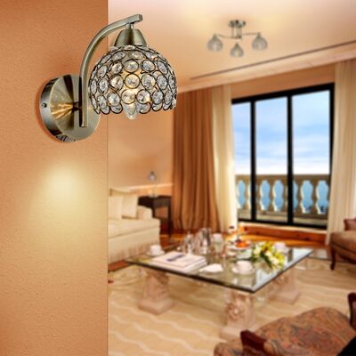 Wall Mounted Luminaire 1 Bulb Metal with Crystal 13803-412