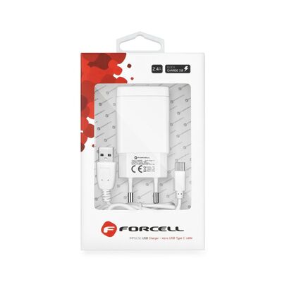 Travel Charger Fast Charge 2.4A USB Type-C Quick Charge 3.0