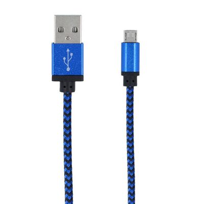 Braided USB Cable To Micro USB 1m Blue