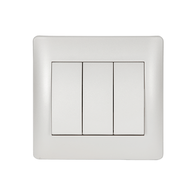 Switch 3 Buttons 1 Way Rhyme White Metallic