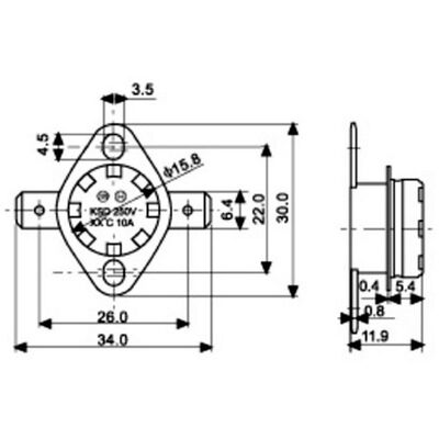 Metal Thermostat Horizontal  D15.8 75°C 10A/250V FBHL/NC HOL