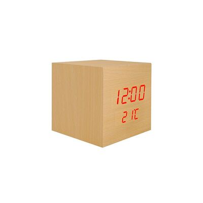 Θερμόμετρο - Ρολόι - Ξυπνητήρι απόχρωση Φυσικού Ξύλου 05