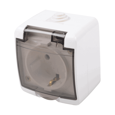 German Screw Type Socket with Transparent Cover IP44 White