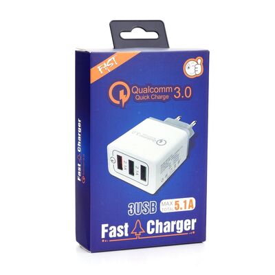 Travel Charger Fast Charge 5.1A 3xUSB Qualcomm