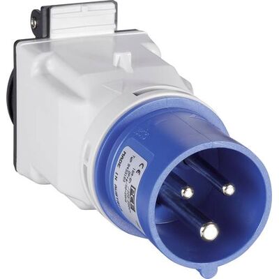 Male Industrial Adaptor 3P 16A to Schuko Socket 16A IP44