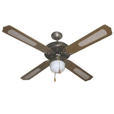 Ceiling Fan 70W 130cm Brown-Gold with Pull Switch & Lamp Holder E27