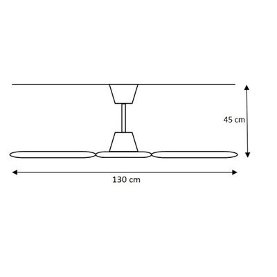 Ceiling Fan 70W 130cm Satin with Remote Control & Lamp Holder E27