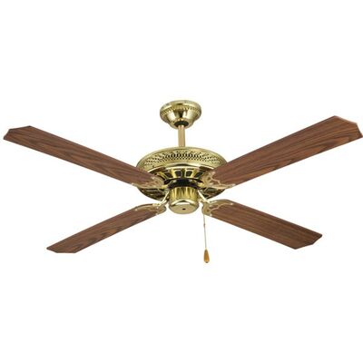 Ceiling Fan 70W 130cm Brown - Gold with Pull Switch