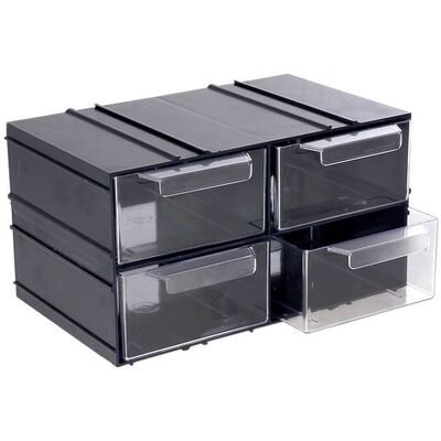 4 Drawer Plastic Storage Cabinet Electronic Components Hardware 230x142x125mm