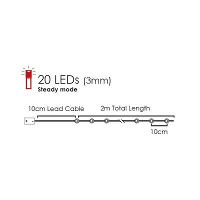Silver Copper Wire String Led Light 2m 20LED 2xAA Battery Operated Wire Decorative Fairy Lights Cool White