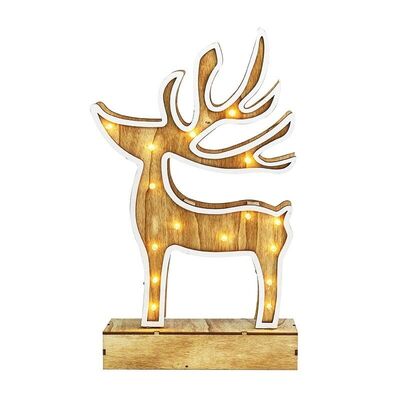 Decorative Wooden Deer 8 LED Warm White with 2xAAA Battery