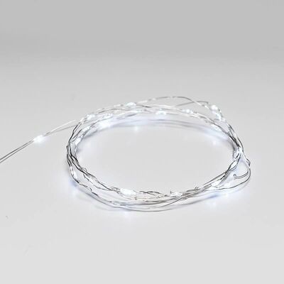 Silver Copper Wire String Led Light 2m 20LED 2xAA Battery Operated Wire Decorative Fairy Lights Cool White + Timer