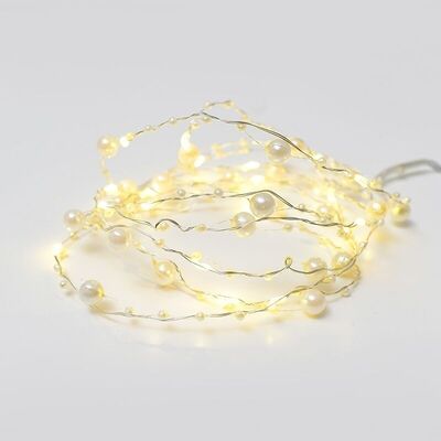Silver Copper Wire String Led Pearl Light 2m 20LED 2xAA Battery Operated Wire Decorative Fairy Lights Warm White