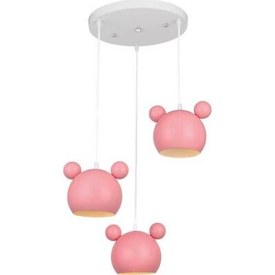 Children's Pendant Light 3 lamps Pink Mickey