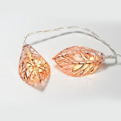 Decorative 10Led String Lights Bronze Metal Leaves & Timer