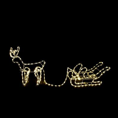 Reindeer Pull Sleigh Led Rope Light 192 LED Warm White