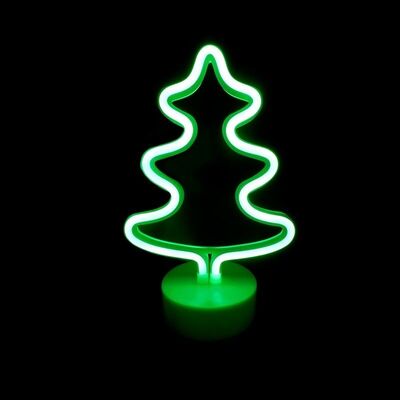 Neon Plastic Tree 120 LED 3xAA Battery Green