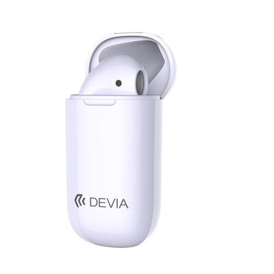 Bluetooth Ακουστικό Devia BT5.0 Άσπρα με θήκη φόρτισης
