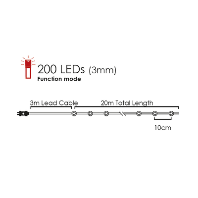 Silver Copper Wire String Led Light 20m 200LED Wire Decorative Fairy Lights Warm White 8 Functions
