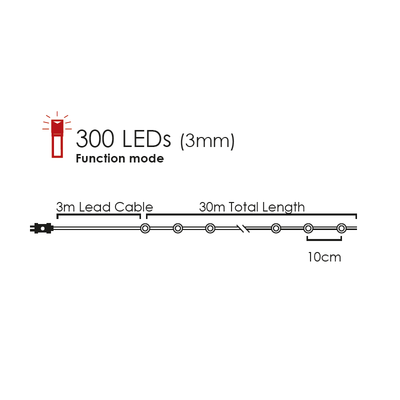 Silver Copper Wire String Led Light 30m 300LED Wire Decorative Fairy Lights Cool White 8 Functions