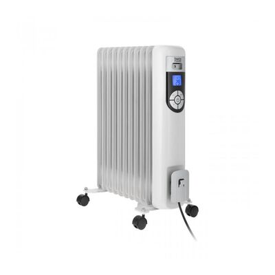 11 Fin Portable Oil Filled Radiator Adjustable Thermostat Electric Warm Heater 2500W