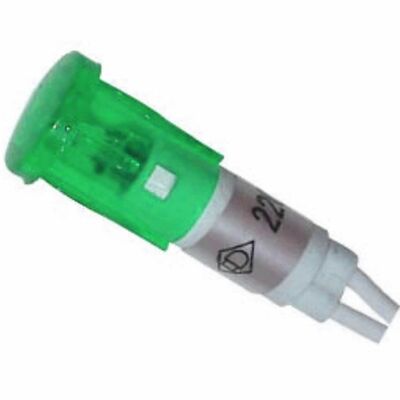 Ενδεικτική Λυχνία Πρεσσαριστή Φ10 με Καλώδιο 17cm + Neon Πράσινο 220V AC