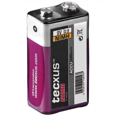 Rechargable Battery Ni-MH 9V 280mAh 6F22 Tecxus