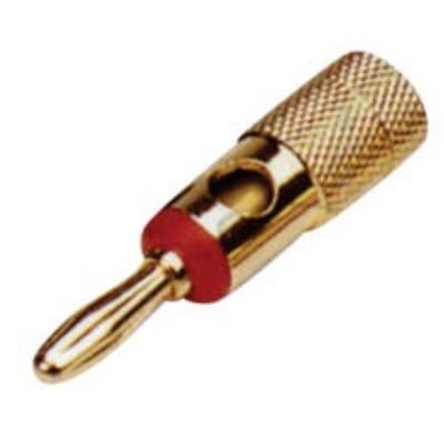 Male Red Metallic Mini Gold Plated Banana Connector LZ532G (BP028G)