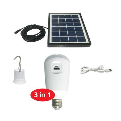 Led Bulb E27 Solar 7W With Battery & Solar Panel