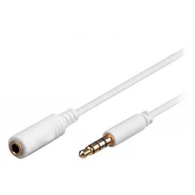 4 Pin Audio Cable  Headphones Jack 3.5mm Male - Female 1.5m White