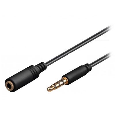 4 Pin Audio Cable  Headphones Jack 3.5mm Male - Female 1.5m Black