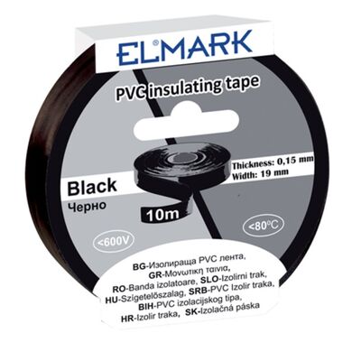 PVC Electrical Tape Black 19mmx10m Elmark