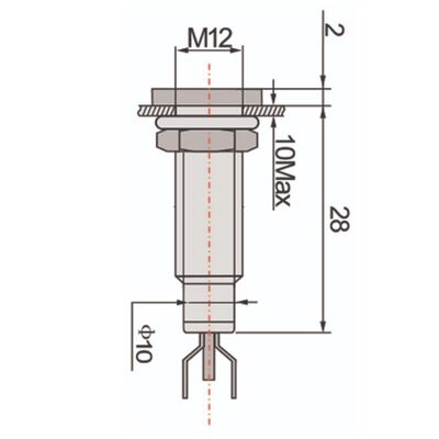 Indicator Lamp with Screw Mount Φ12  +Led 220 VAC/DC Yellow