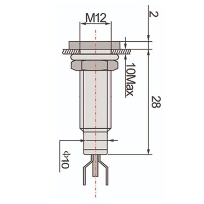 Indicator Lamp with Screw Mount Φ12  +Led 24 VAC/DC Green