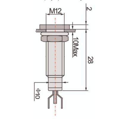 Indicator Lamp with Screw Mount Φ12  +Led 220 VAC/DC Green