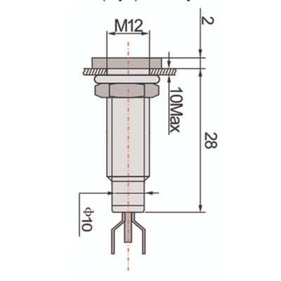 Indicator Lamp with Screw Mount Φ12  +Led 220 VAC/DC Blue