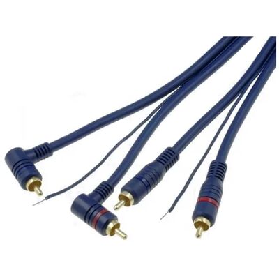 Audio Cable 2 RCA Males Angled to 2 RCA Males 5m + Control Blue