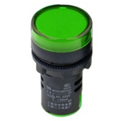 Indicator Lamp with Screw Mount Φ22 No cable +Led 12V AC / DC Green