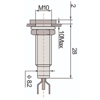 Indicator Lamp with Screw Mount Φ8  +Led 220 VAC/DC Green