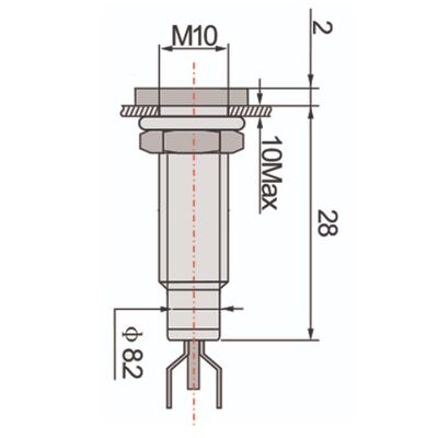 Indicator Lamp with Screw Mount Φ10  +Led 24 VAC/DC Green